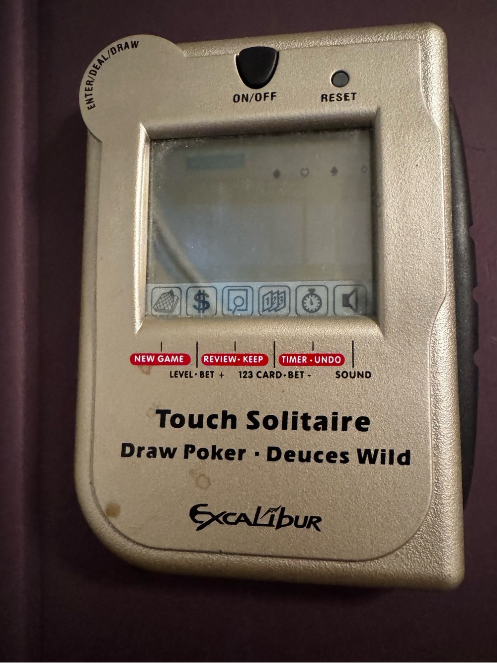 Excalibur Touch Screen Casino Solitaire Draw Poker Deuces Handheld Game - Silver